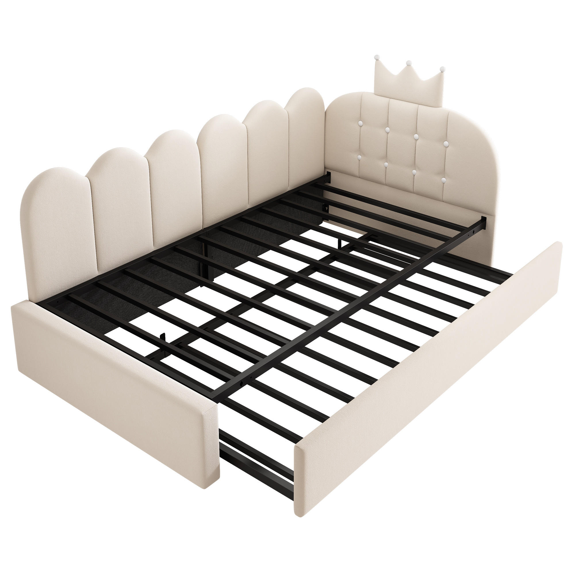 AUSZIEHBETT 90/190-200 cm DE-00312, in Beige, Gitter Design - Beige, Metall (90/200cm) - ComfortXL