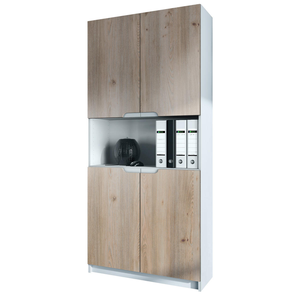 BÜROSCHRANK Logan Fronten in Eiche Nordic - Silbereichenfarben, Holzwerkstoff (82/184/37cm) - Vladon