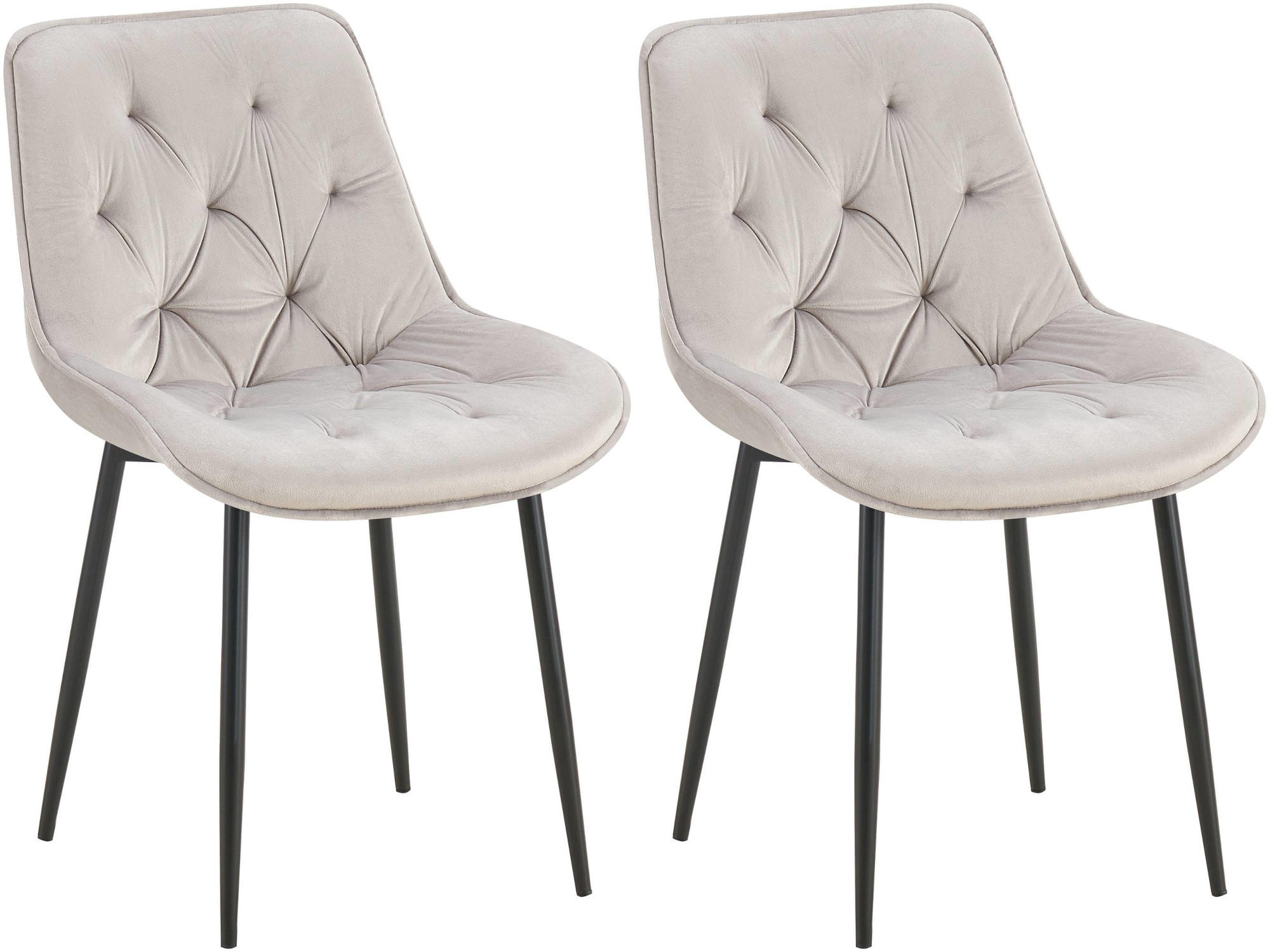 STUHL 2er Set Samt grau - Schwarz/Grau, Textil/Metall (52/84/59cm) - CLP