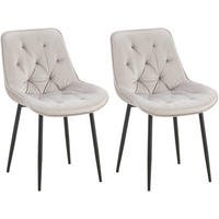 STUHL 2er Set Samt grau - Schwarz/Grau, Textil/Metall (52/84/59cm) - CLP