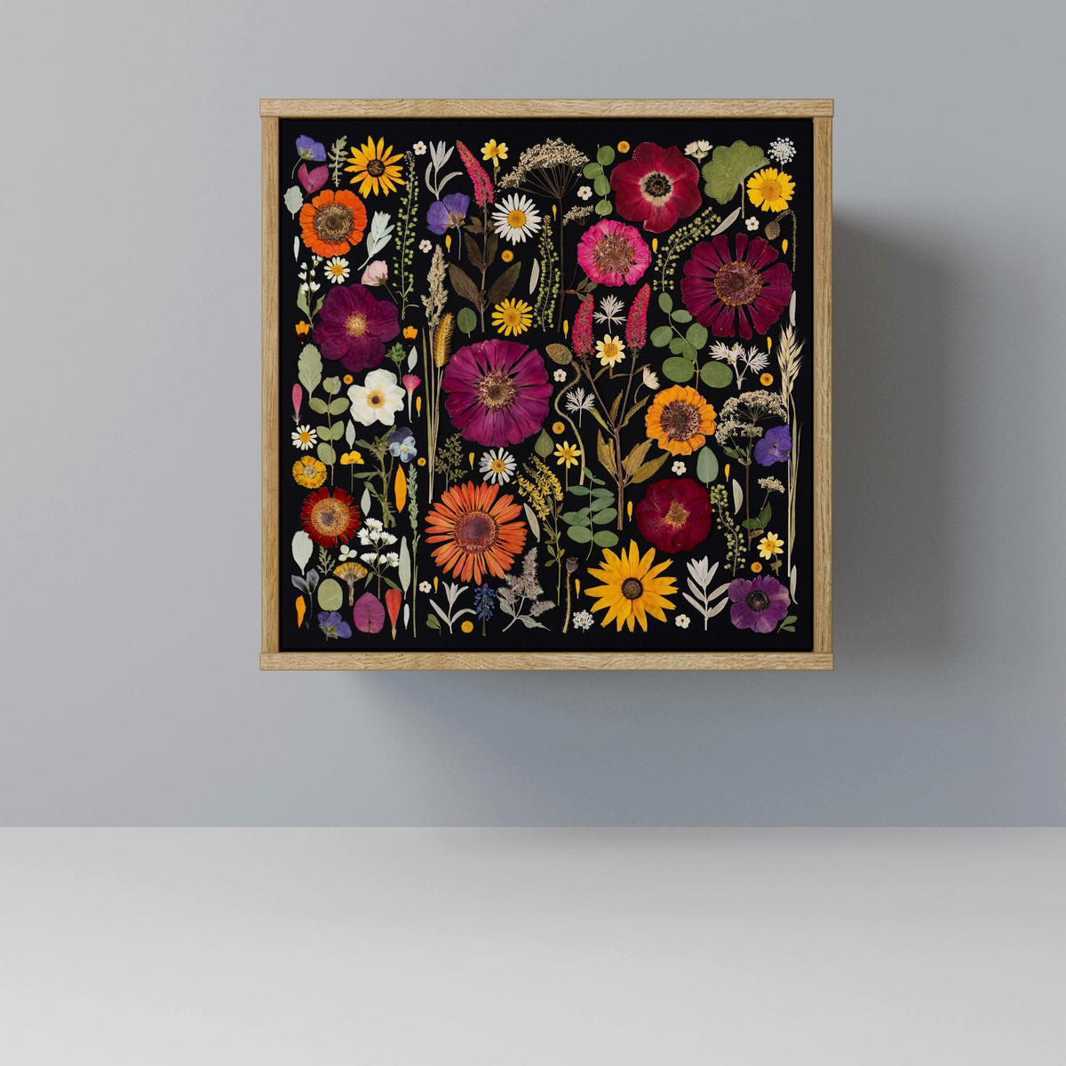 SIDEBOARD MIDNIGHT GARDEN, Eichefarben, 57,5x42x77,5 cm, Schräge Buchenholzfüße - Eichefarben/Buchefarben, Holzwerkstoff/Buchenholz (57.5/77.5/42cm) - SpaceRebels