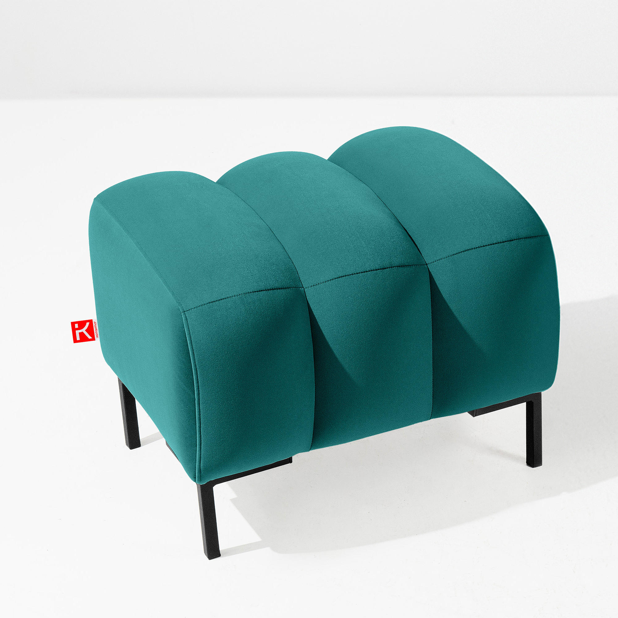 SITZHOCKER Polsterhocker PECCO, Veloursstoff - Blau/Schwarz, Holz/Textil (60/50/50cm) - KONSIMO®