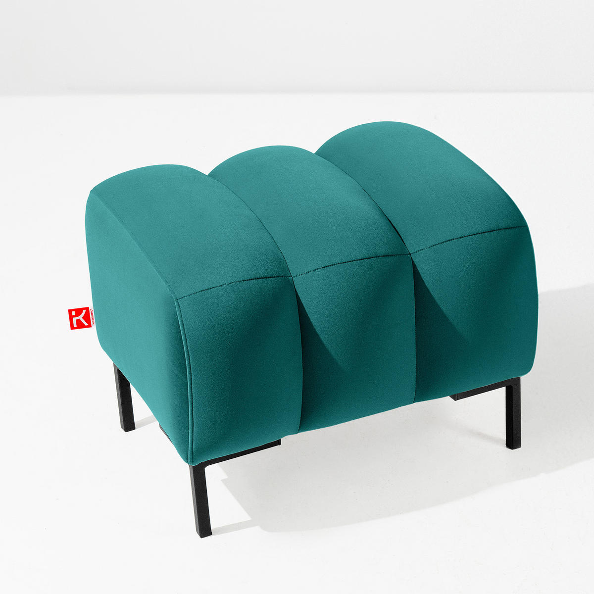 SITZHOCKER Polsterhocker PECCO, Veloursstoff - Blau/Schwarz, Holz/Textil (60/50/50cm) - KONSIMO®