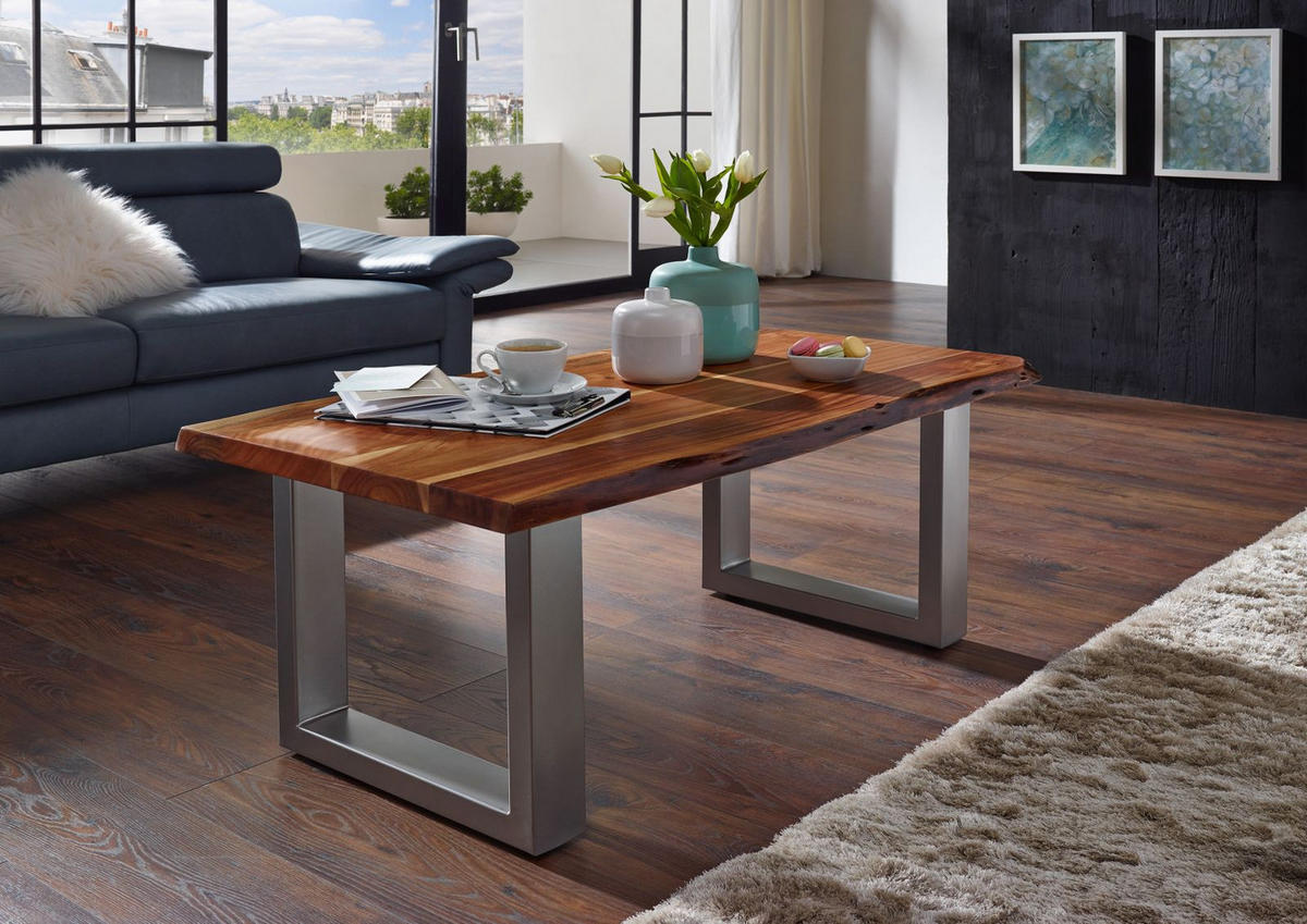 COUCHTISCH Akazie 110x60x45 walnuss lackiert FREEFORM 2 #11 - Dunkelbraun, Holz (110/60/45cm) - Massivmoebel24