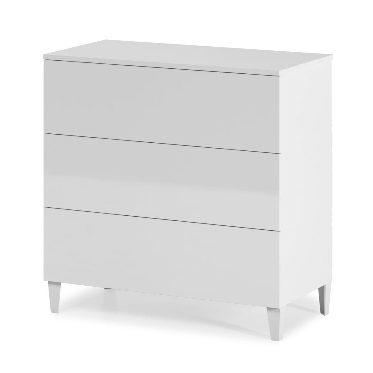 KOMMODE 3 Schubladen Loft - L80 cm - Weiß, Holzwerkstoff (40/80/80cm) - Calicosy