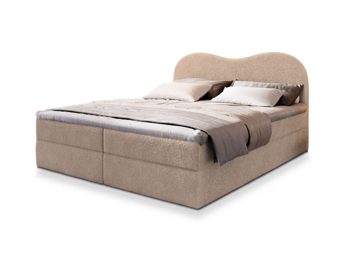 POSTEL BOXSPRING FLUVIA 160x200 cm, s matrací a úložným prostorem, béžová - béžová, kompozitní dřevo/textil (160/200cm) - MASSENO