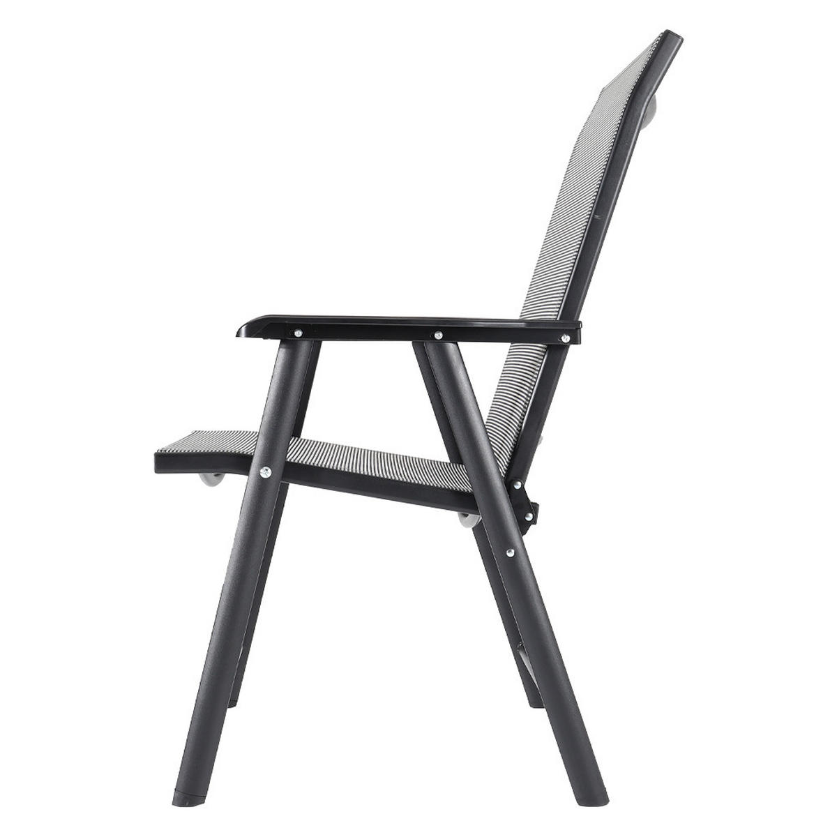 KLAPPSTUHL-SET(2 Sthüle) aus Metall Stoff in Schwarz für Balkon Garten oder Terrasse draußen - Schwarz, Metall (59/95/66cm) - Livingandhome