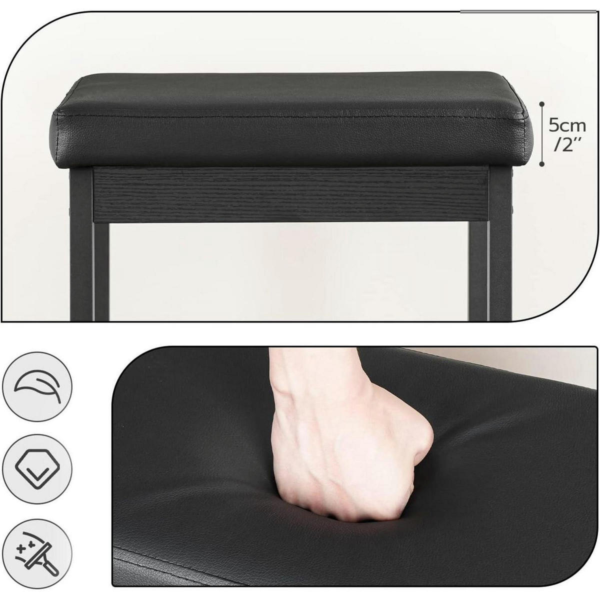 BARHOCKER 2er-Set Schwarz 63 cm - Schwarz, Kunststoff (40/63/28cm)