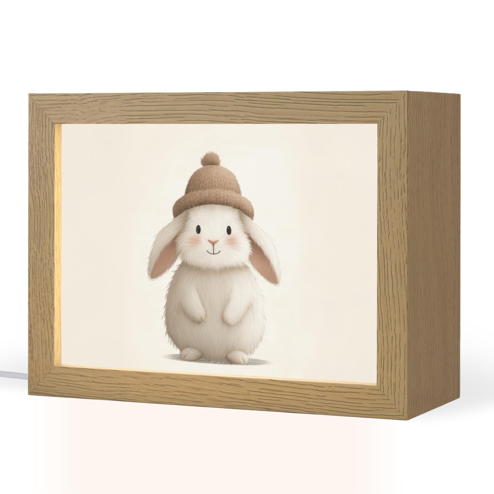 OnlyWow NOČNÁ LAMPA Králik - čiapka - uši - béžová 20x15 cm