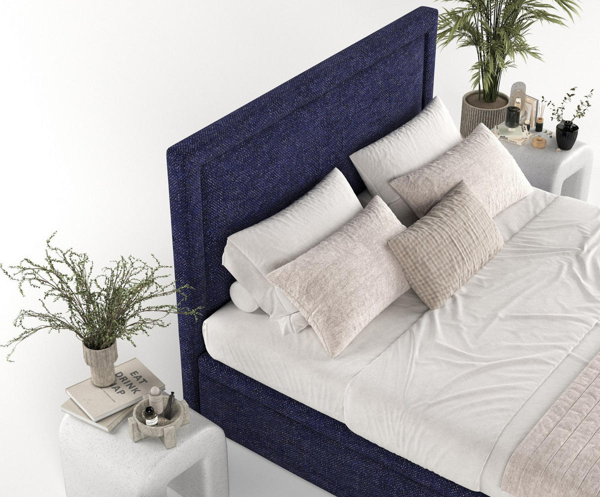 POLSTERBETT Salma mit Stauraum 200/200 cm Marineblau im Alta Stoff - Schwarz/Dunkelblau, Holz/Holzwerkstoff (200/200cm) - AltaBeds