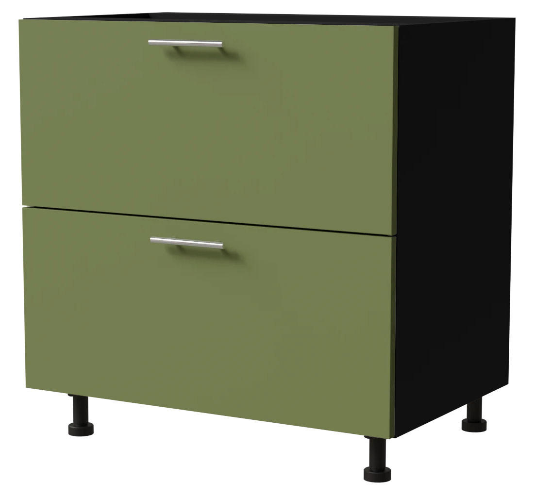 SCHUBLADENUNTERSCHRANK Brerra D2M/80 Korpus schwarz / Front RAL 6025 farngrün Matt 80 / 50 / 82 cm Schubladensystem Blum Metabox - Schwarz/Grün, Holz/Holzwerkstoff (80/82/50cm) - Feldmann-Wohnen