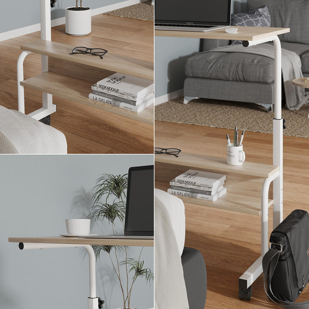 SCHREIBTISCH Bica Weiß 80 x 40 cm - Weiß/Sonoma Eiche, Holzwerkstoff (40/80/90cm) - Vicco