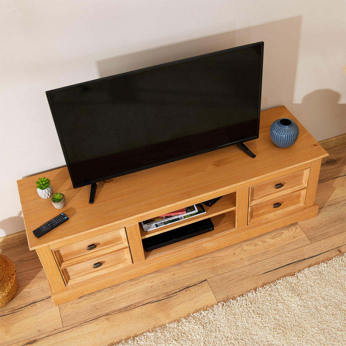 LOWBOARD KENT - Kieferfarben, Holz (144/46/45cm) - IDIMEX