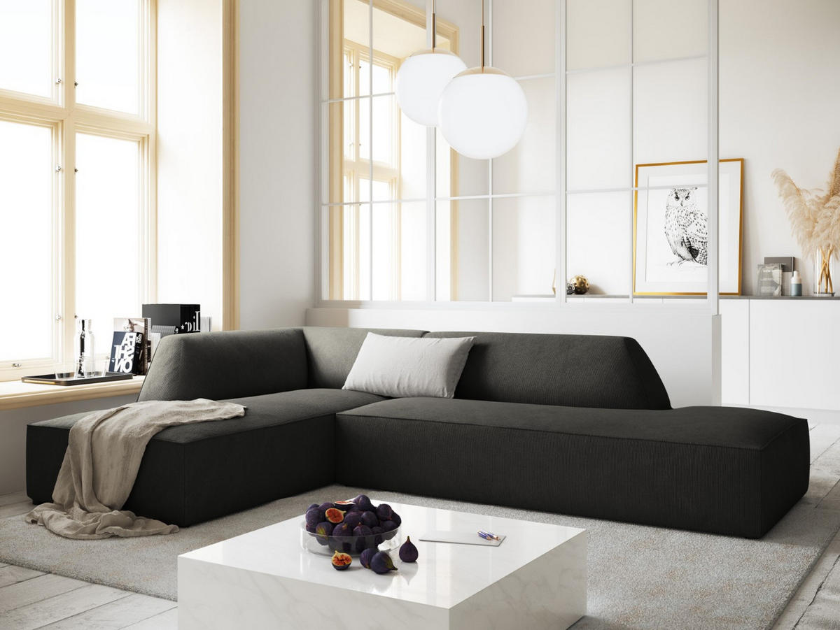 ECKSOFA links Ruby aus Cord dunkelgrau 4 Sitzplätze - Dunkelgrau, Textil (180/273cm) - Micadoni