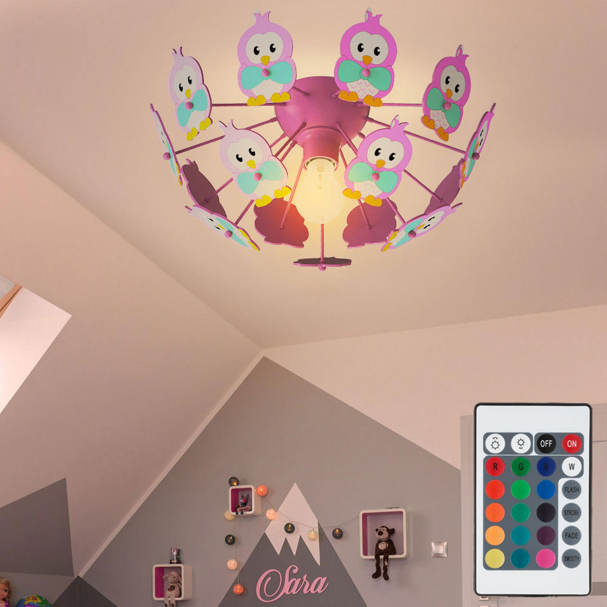 LED DECKENLEUCHTE Metall Rosa - Rosa, Holz (41.5/41.5/18cm)