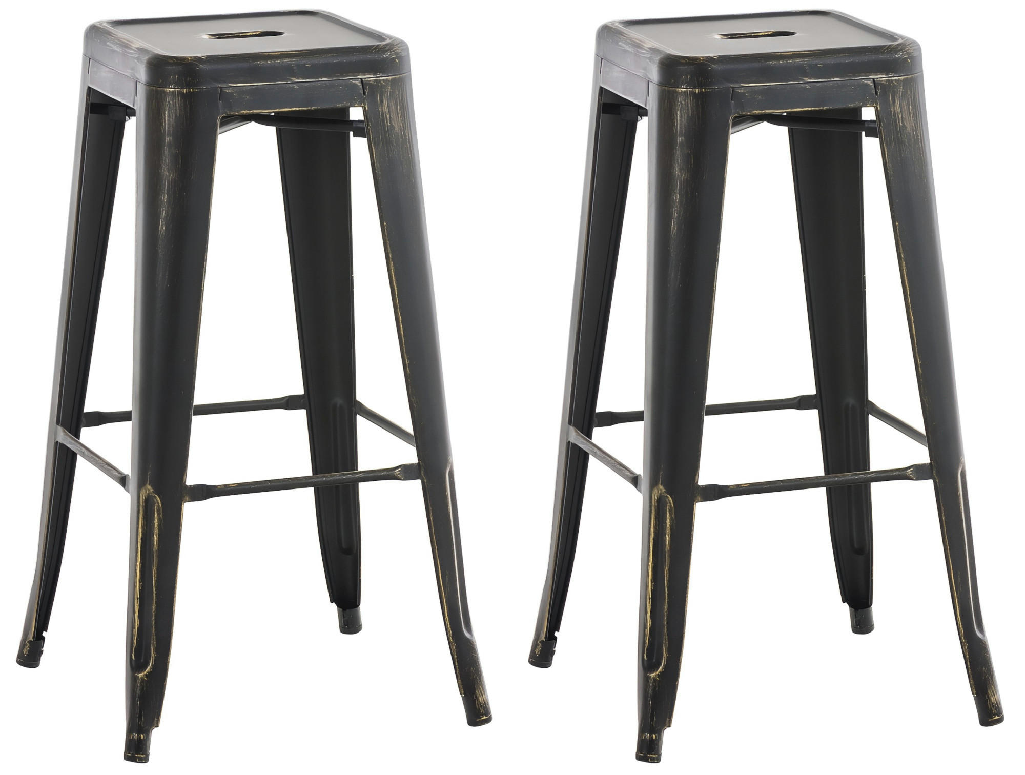 BARHOCKER 2er Set Metall schwarz-gold - Goldfarben/Schwarz, Metall (43/76/43cm) - CLP
