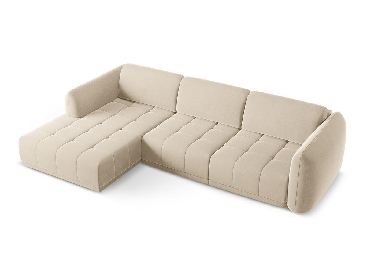 ECKSOFA Links Samt Stoff Beige - Beige/Creme, Kunststoff/Textil (170/290cm) - Makamii
