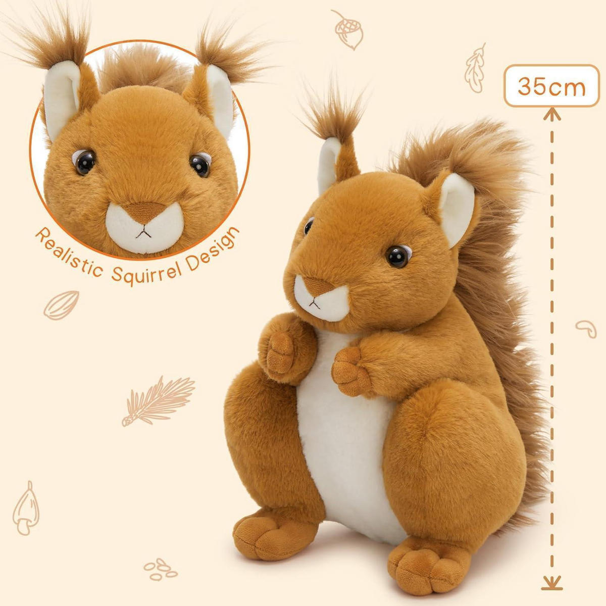 STOFFTIER 4-teiliges Set Eichhörnchen mit Babys 35cm Maroon-brown - Braun, Textil (30/35cm)