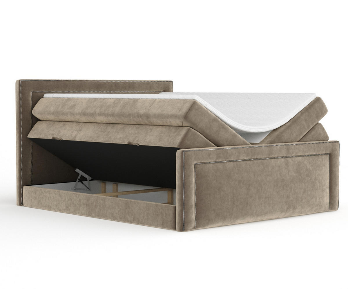 BOXSPRINGBETT Luxora Braun 200/200 cm - Schwarz/Braun, Holz/Holzwerkstoff (200/200cm) - Maison de Reve