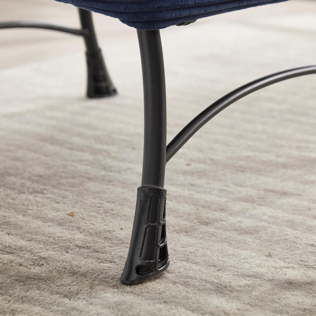 SESSEL Stoff Dunkelblau mit Hocker und Seitentasche - Blau, Textil/Metall (81/95/64cm) - WISHDOR