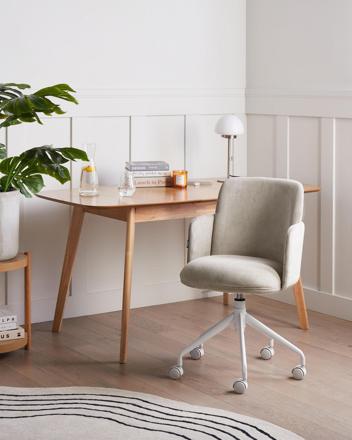 BÜROSTUHL Cord Taupe Dryden - Taupe/Weiß, Textil (60/84/60cm) - Beliani