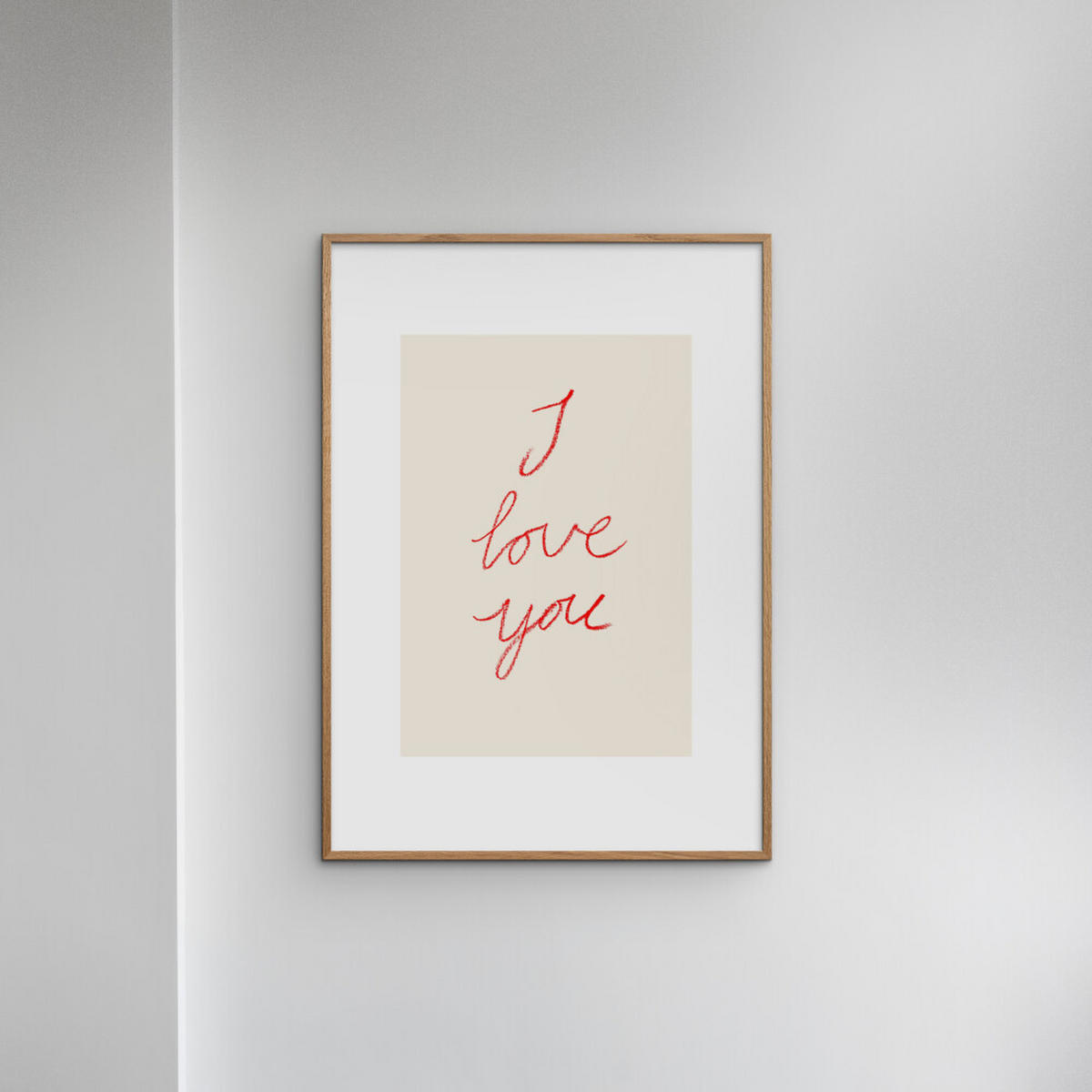 POSTER mit Rahmen Affordable Art Prints x Johanna Klum Nyberg - I Love You - Pink/Eichefarben, Holz/Papier (50/70cm) - Poster&Frame