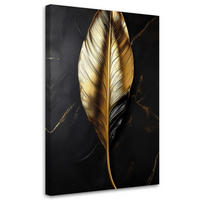 WANDBILD blattgold auf schwarzem hintergrund - Goldfarben, Textil (70/100cm) - Feeby