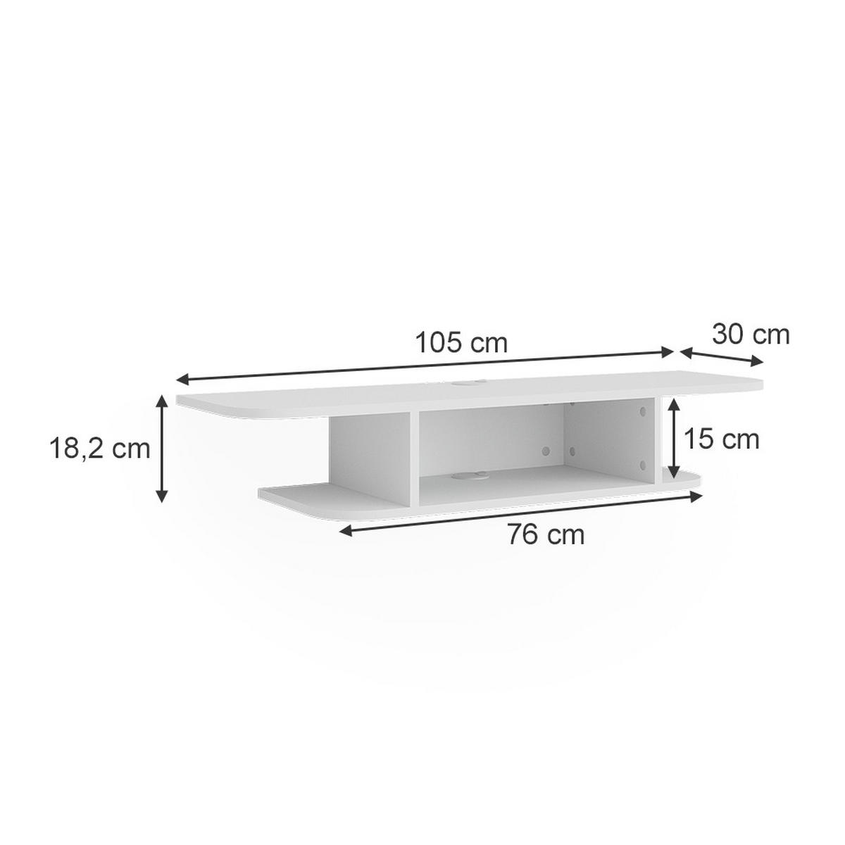 TV-SCHRANK Lorio Weiß 105 x 18.2 cm offene Fächer - Weiß, Holzwerkstoff (105/18.2/30cm) - Vicco