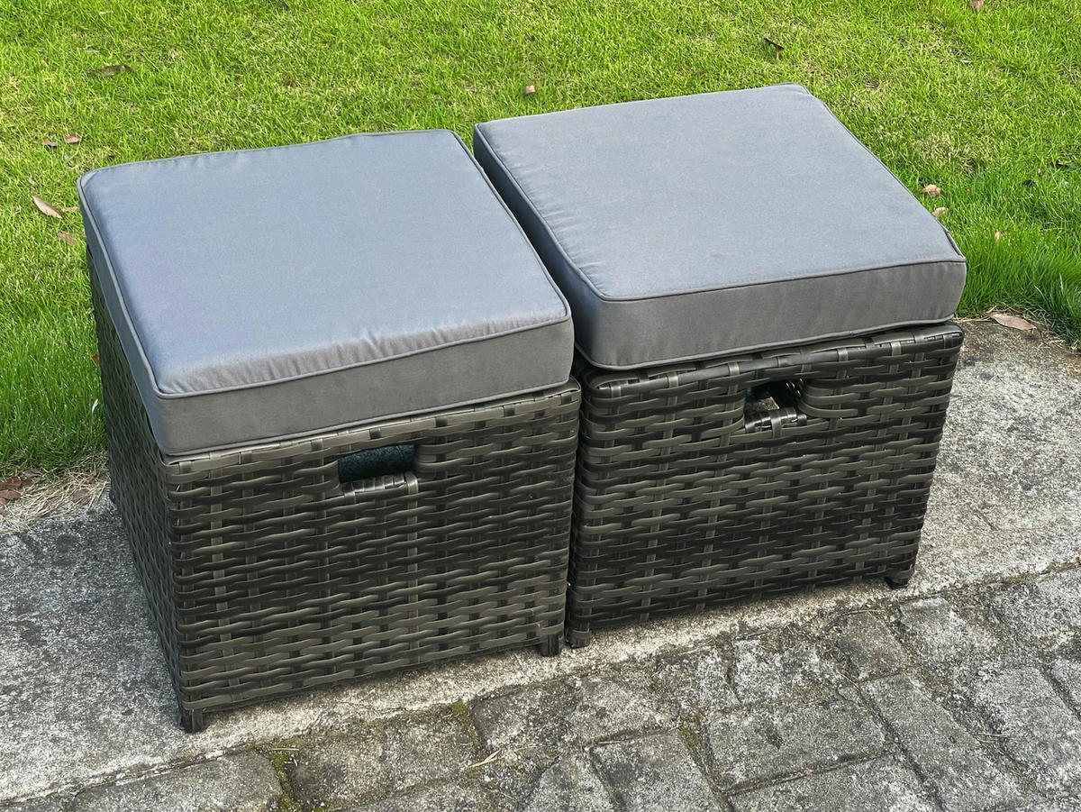 GARTENMÖBELSET mit ESSTISCH,HOCHLEHNER-SOFA Polyrattan Dunkelgrauer Mix 8-Sitzer - Dunkelgrau/Grau, Glas/Kunststoff - Fimous