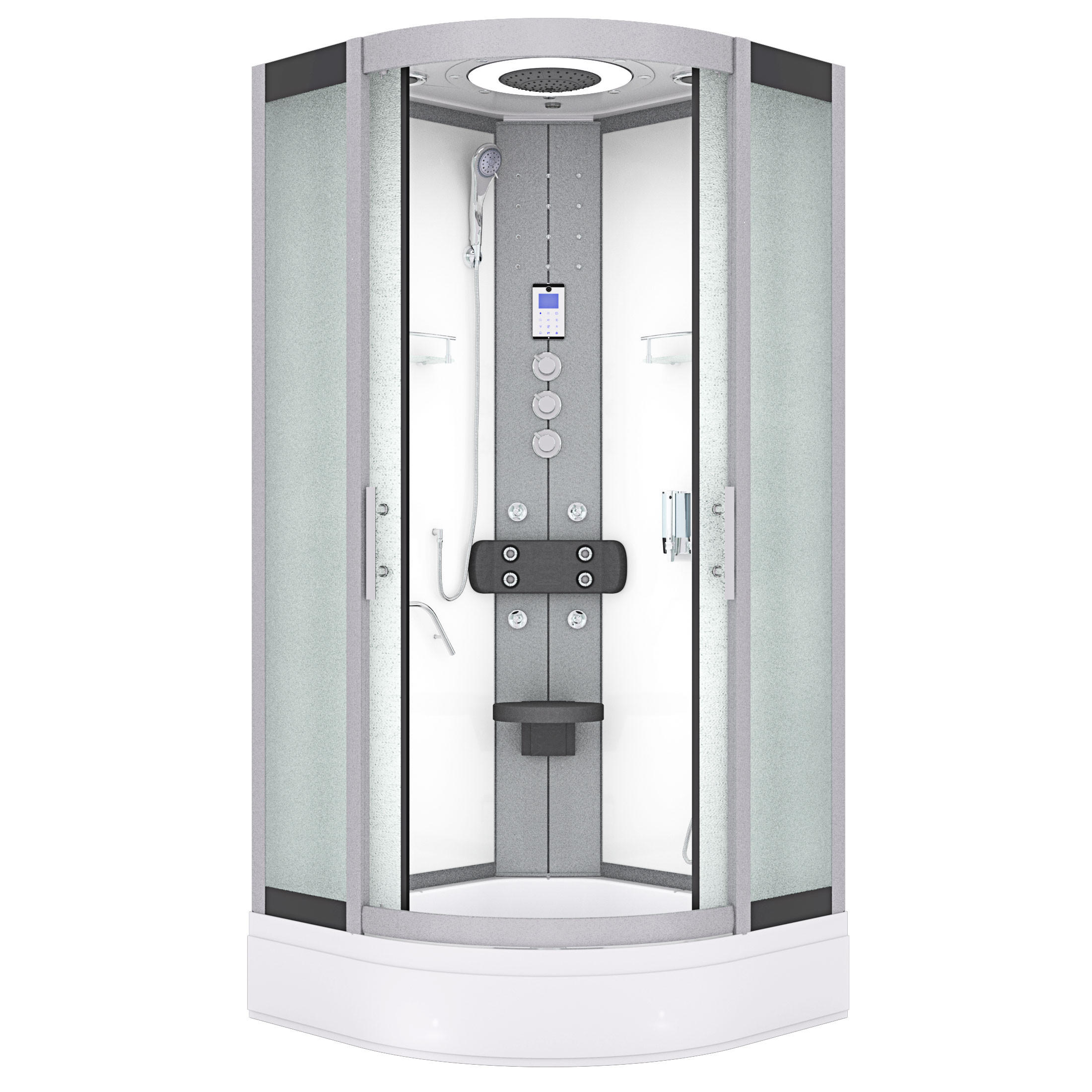 FERTIGDUSCHE Dusche D58-50M1 Weiß 90x90 - Weiß, Glas/Kunststoff (90/90/225cm) - AcquaVapore by Sandra Jentho