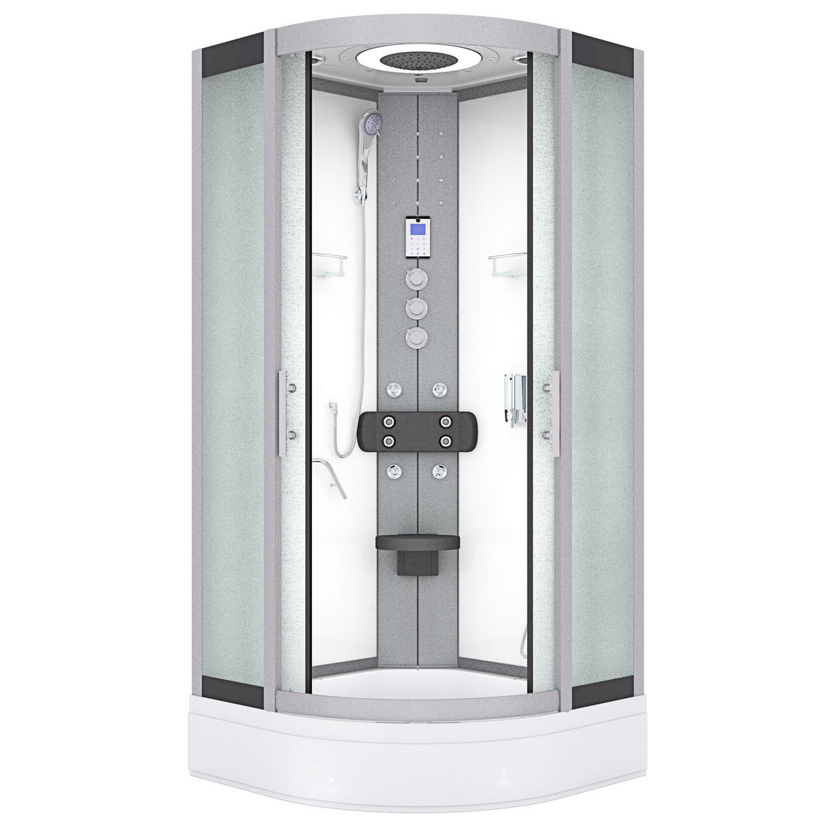 FERTIGDUSCHE Dusche D58-50M1 Weiß 90x90 - Weiß, Glas/Kunststoff (90/90/225cm) - AcquaVapore by Sandra Jentho