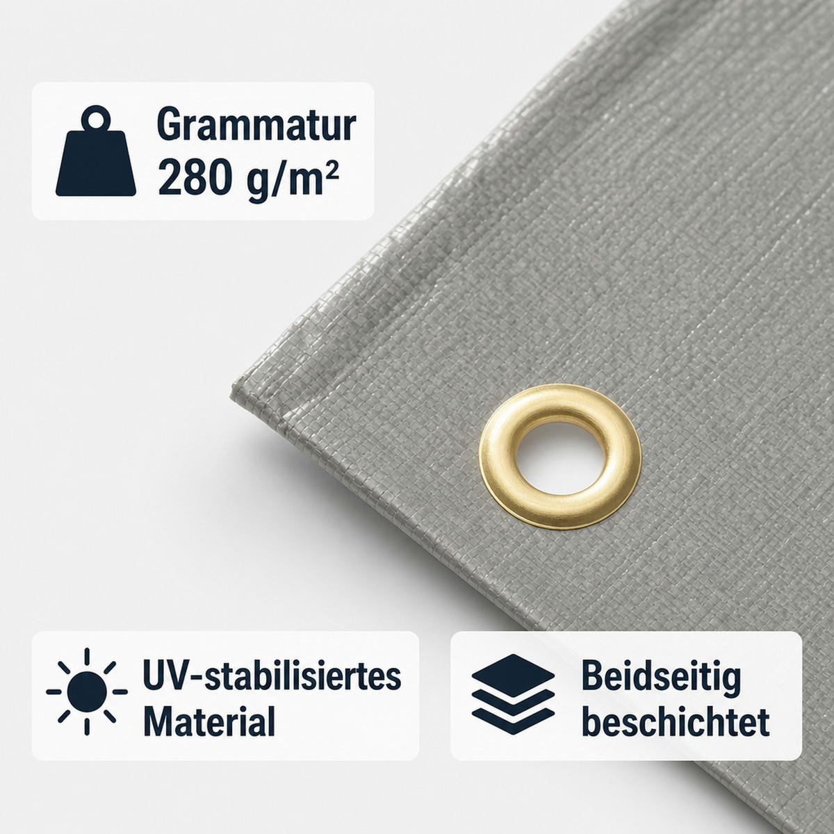 ABDECKPLANE 280 g/m² - Grau, Kunststoff (40/25/25cm) - BONI-SHOP