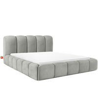 POLSTERBETT MERIDE Chenille, Hellgrau - Hellgrau/Schwarz, Holz/Textil (180/200cm) - KONSIMO®