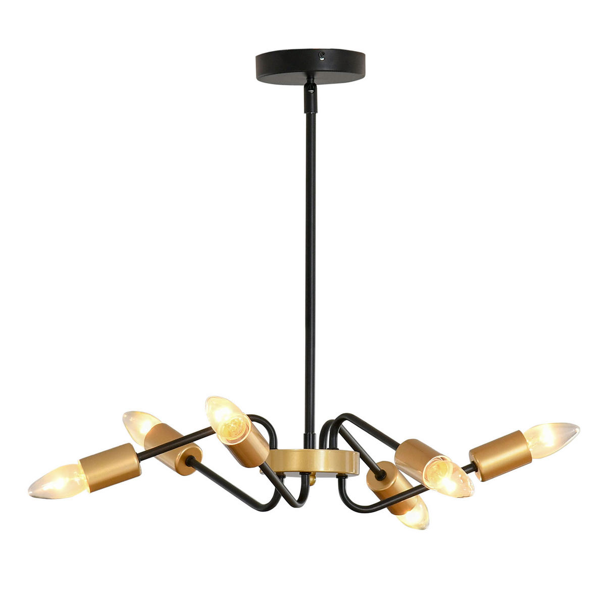 KRONLEUCHTER, Metall, Schwarz+Gold - Schwarz, Metall (48/48/120cm) - HOMCOM