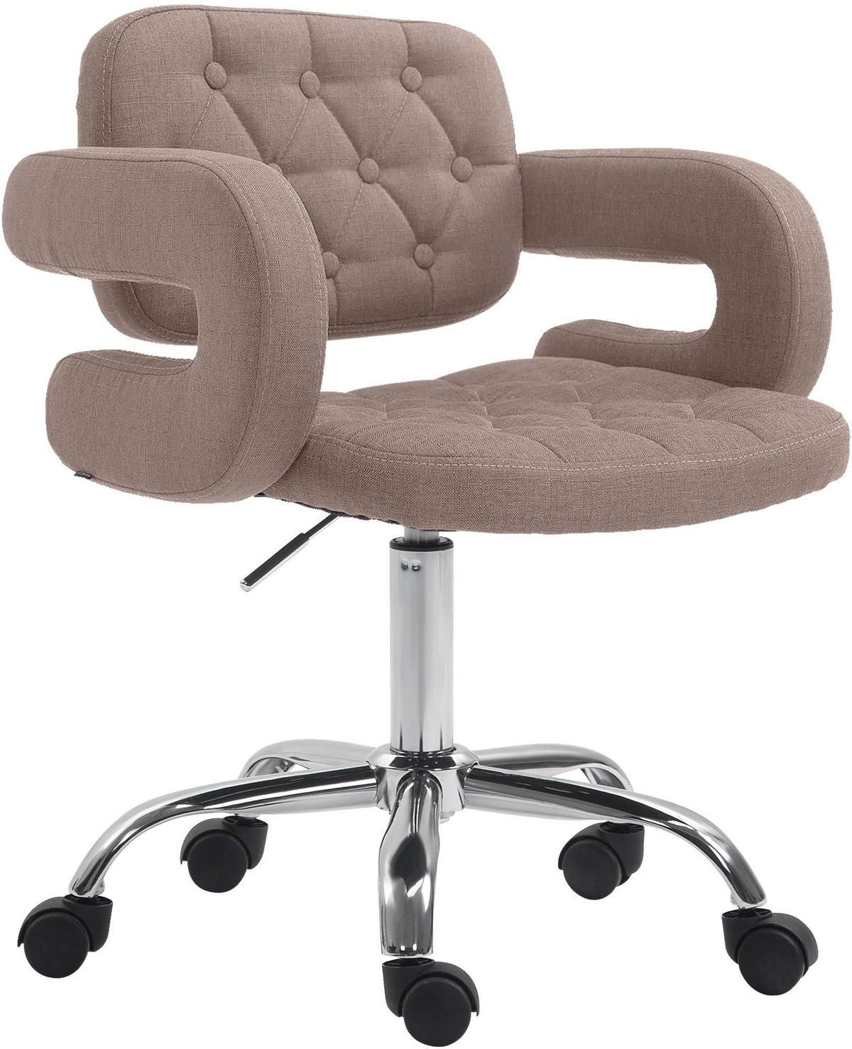 DREHSTUHL Stoff taupe - Taupe/Chromfarben, Textil/Metall (62/78/55cm) - CLP