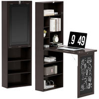 SCHREIBTISCH Kieferfarben wandmontiert klappbar mit Regal und Kreidetafel 98/51/153 cm - Braun, Holzwerkstoff (51/98/153cm) - PANGIVO