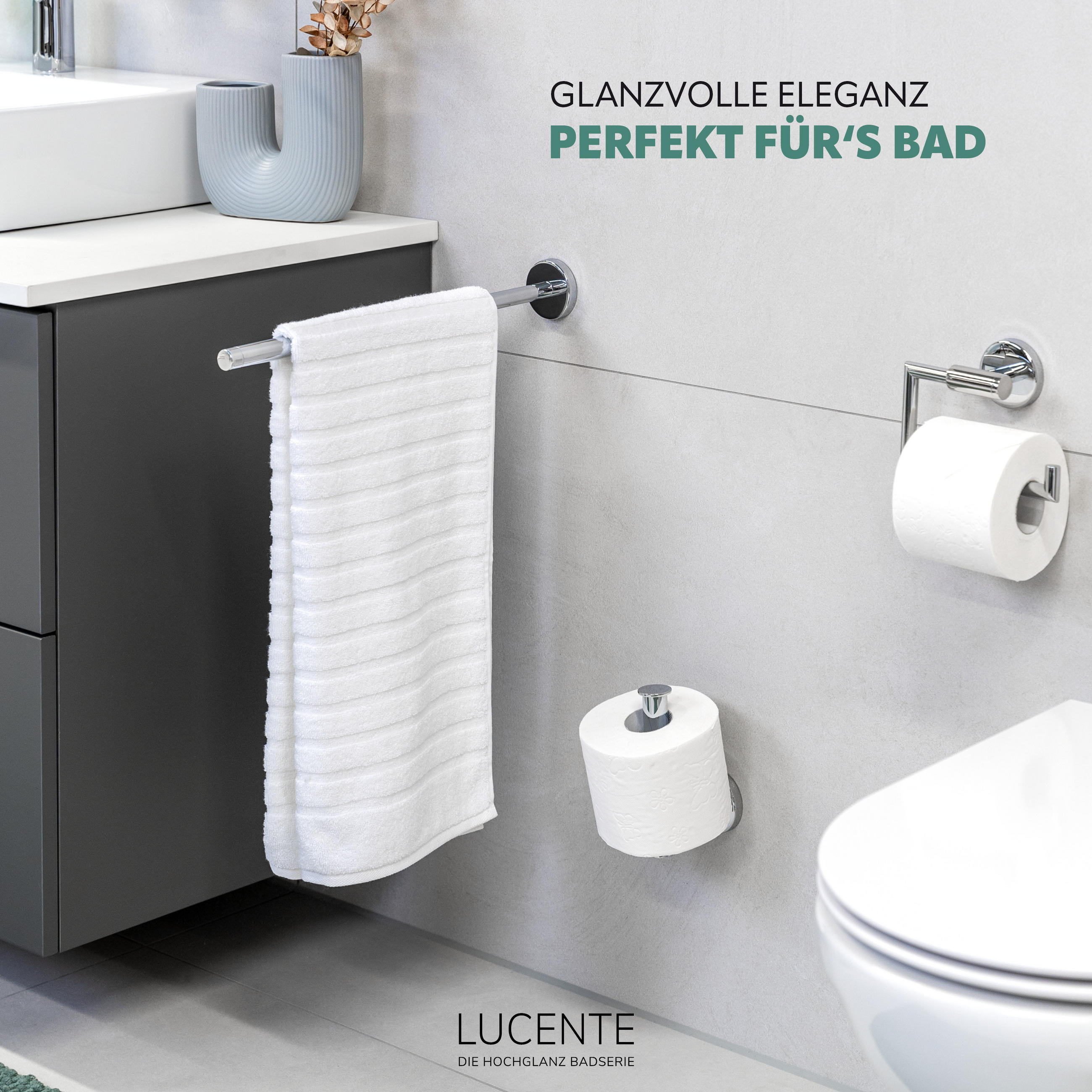 TOILETTENPAPIERHALTER LUCENTE, Edelstahl verchromt - Chromfarben, Metall (15/5.7/9cm) - bremermann