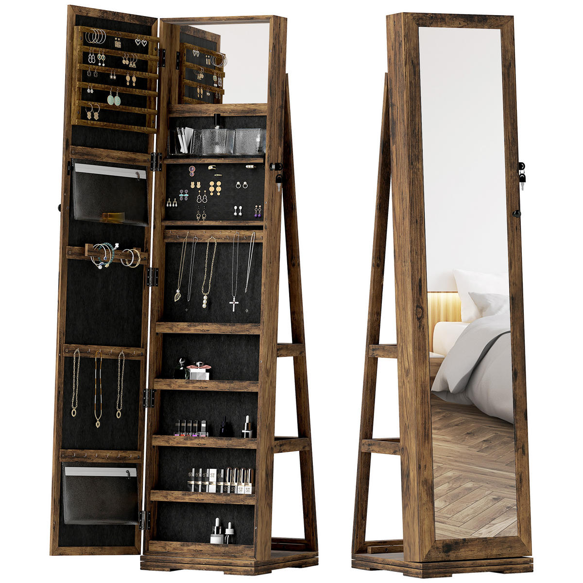 STANDSPIEGEL DE-18887 Braun Rustikal - Braun, Holzwerkstoff (38/160/38cm) - ComfortXL