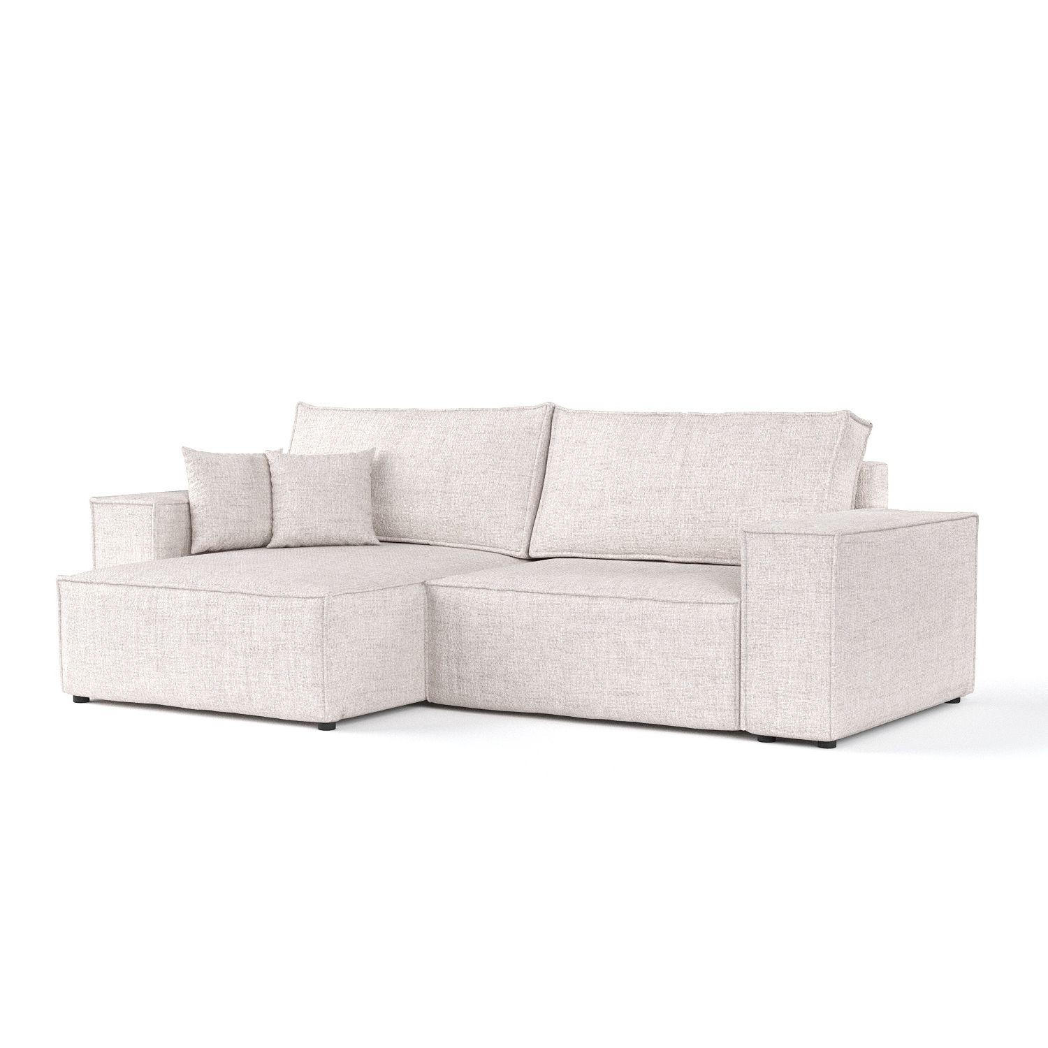 ECKSOFA CAVO mit Schlaffunktion Hellbeige im Neve Stoff - Sandfarben/Schwarz, Holz/Holzwerkstoff (255/148cm) - AltaBeds