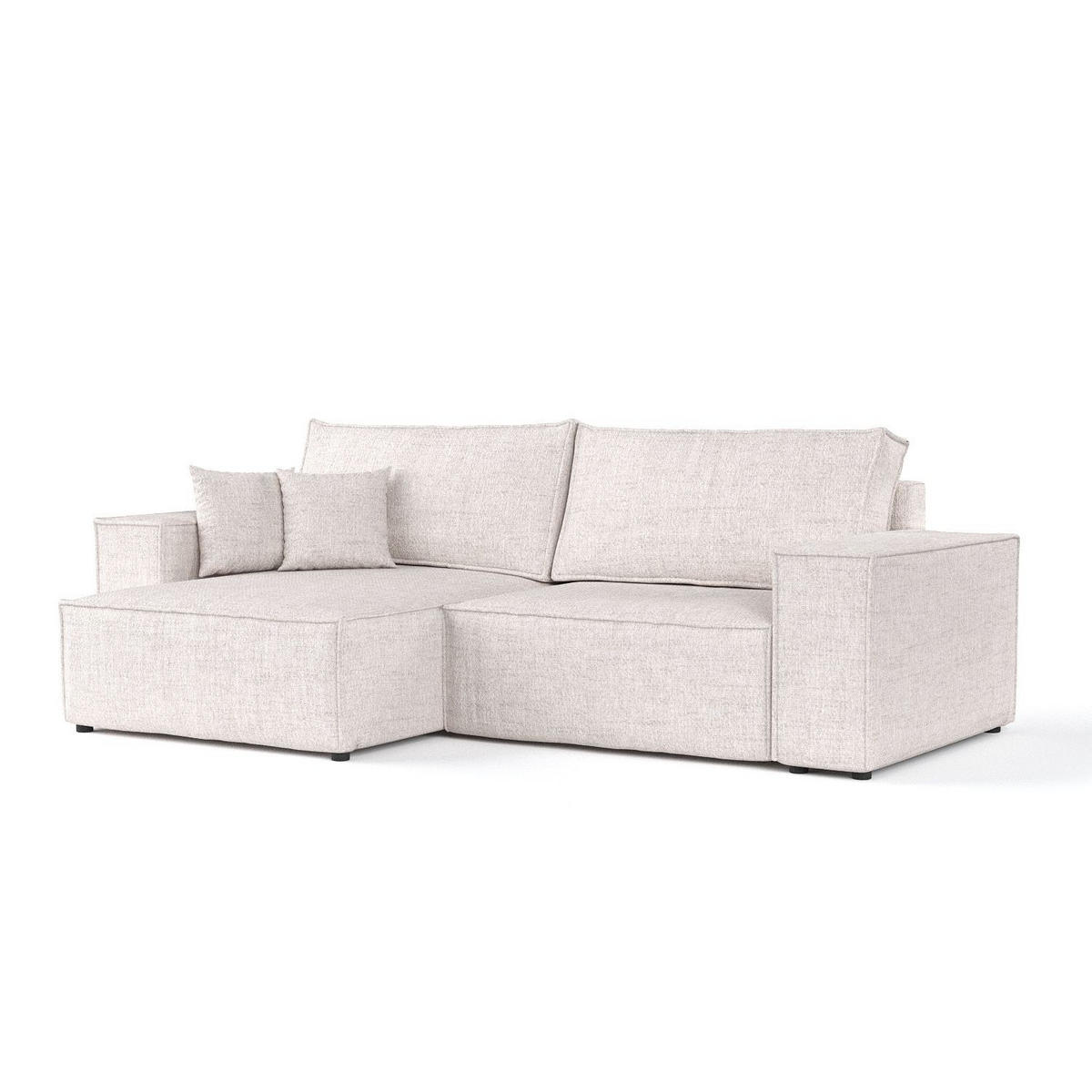 ECKSOFA CAVO mit Schlaffunktion Hellbeige im Neve Stoff - Sandfarben/Schwarz, Holz/Holzwerkstoff (255/148cm) - AltaBeds