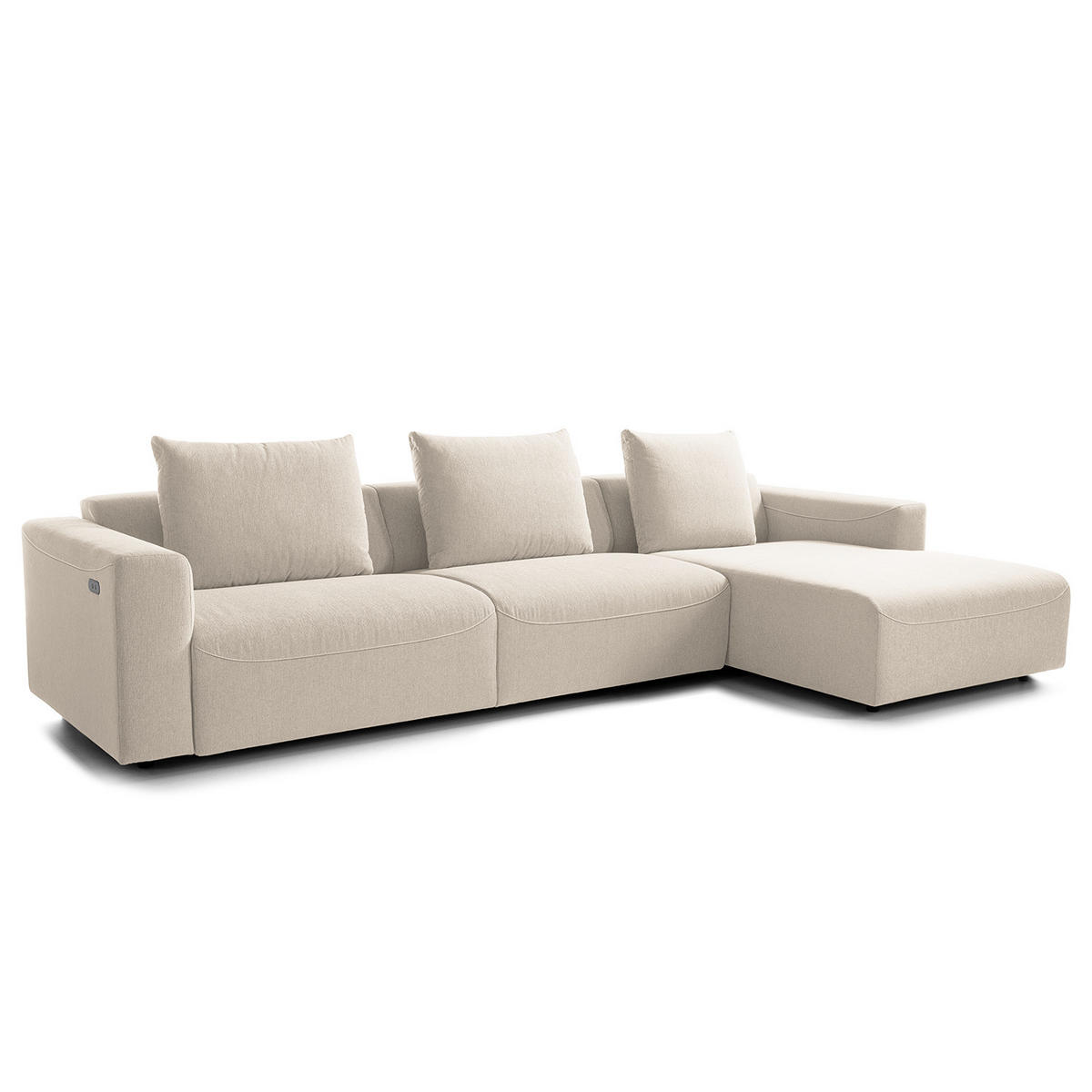 3-SITZER ECKSOFA mit Longchair - Webstoff - Beige/Schwarz, Kunststoff/Textil (320/170cm) - home24