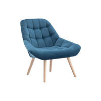SESSEL - Samt - Blau - LUOSTO - Blau, Textil (79/83/87cm) - Vente-Unique