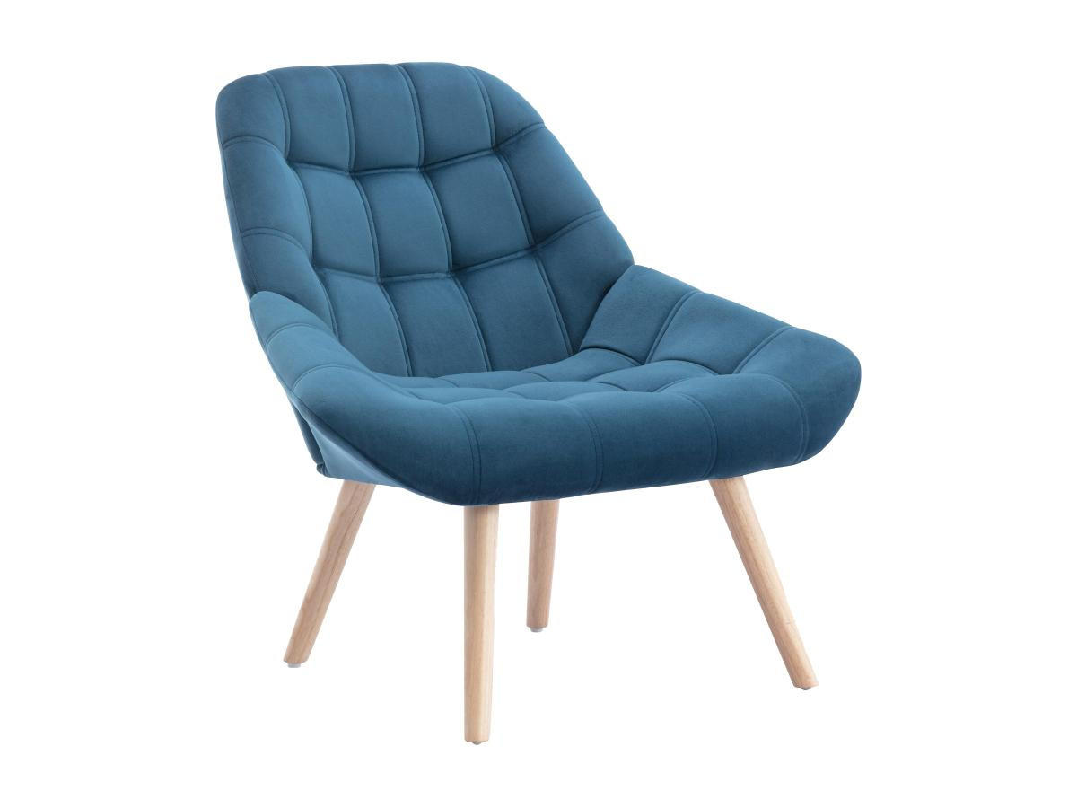 SESSEL - Samt - Blau - LUOSTO - Blau, Textil (79/83/87cm) - Vente-Unique