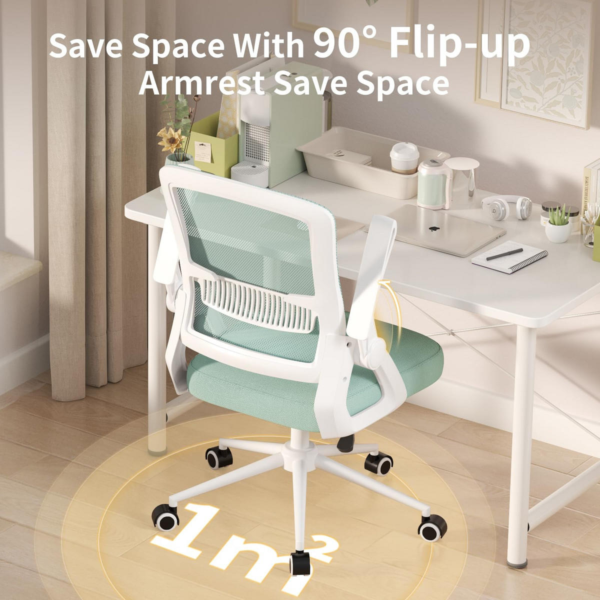 BÜROSTUHL Weiß-Grün ergonomisch mit atmungsaktiver Rückenlehne - Grün, Metall (22.5/53/54.2cm) - Rattrix