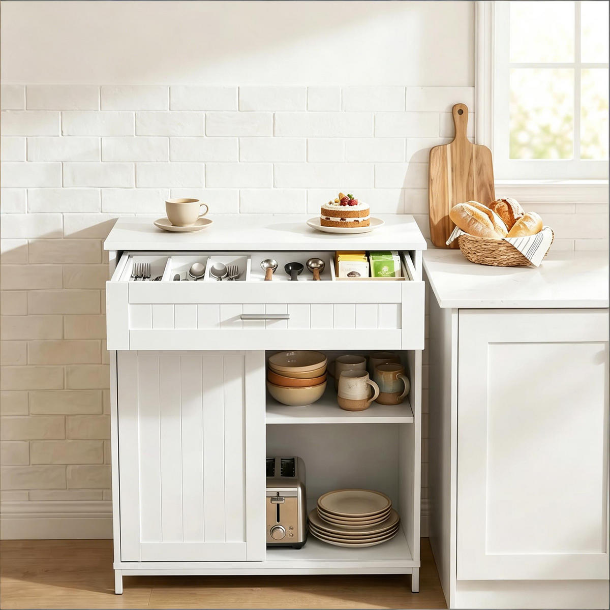 MEHRZWECKSCHRANK Weiß 70/30/80,2 cm - Weiß, Holzwerkstoff (70/80.2/30cm) - PANGIVO