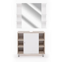 BADMÖBEL-SET Fynn Sonoma 2 Teile - Weiß/Sonoma Eiche, Holzwerkstoff (60/54/32cm) - Vicco