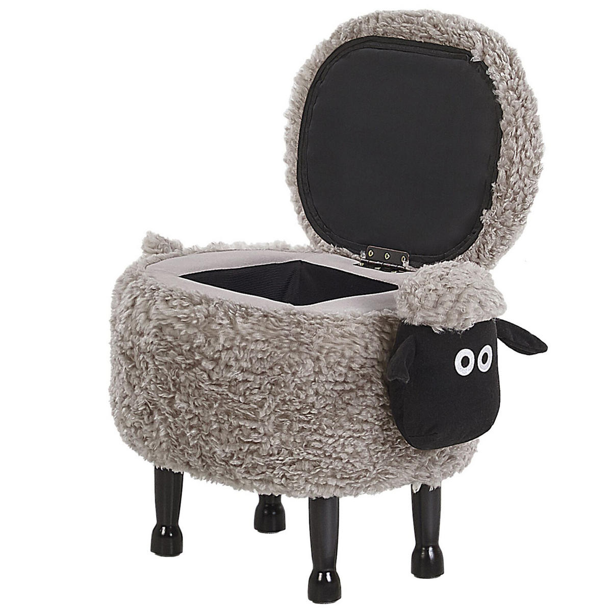 TIERHOCKER Sheep 35/55/40 cm - Grau, Kunststoff/Textil (55/40/35cm) - Beliani