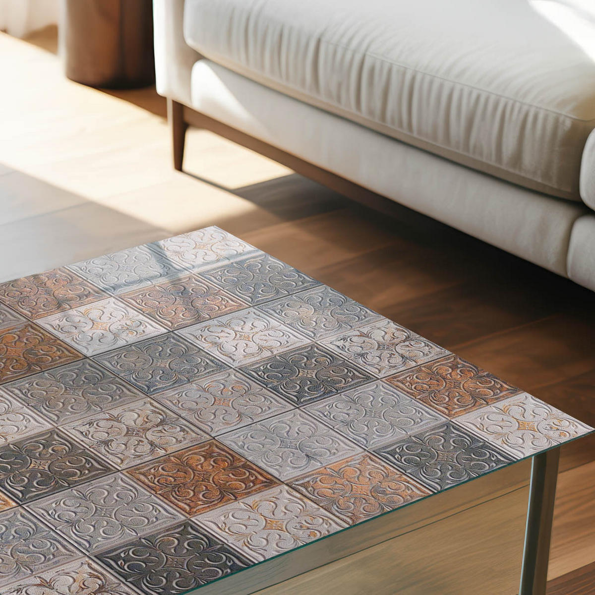 TISCHPLATTE 50x50 cm – Mosaikfliesen - Grau, Glas (50/50/0.4cm) - Wallfluent