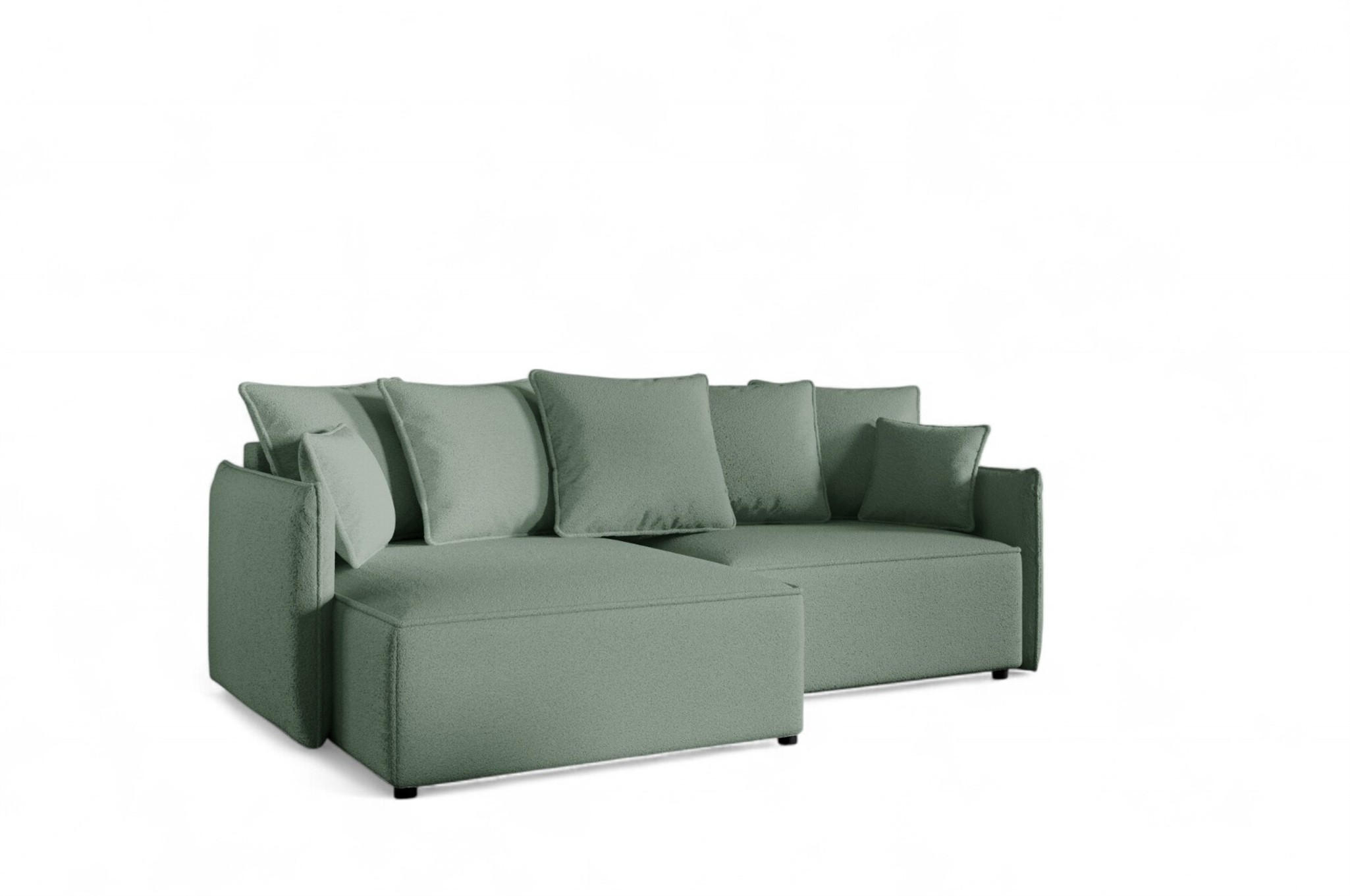 ECKSOFA Minea Mit Schlaffunktion - Grün, Holzwerkstoff/Textil (221/153cm) - Fun Möbel