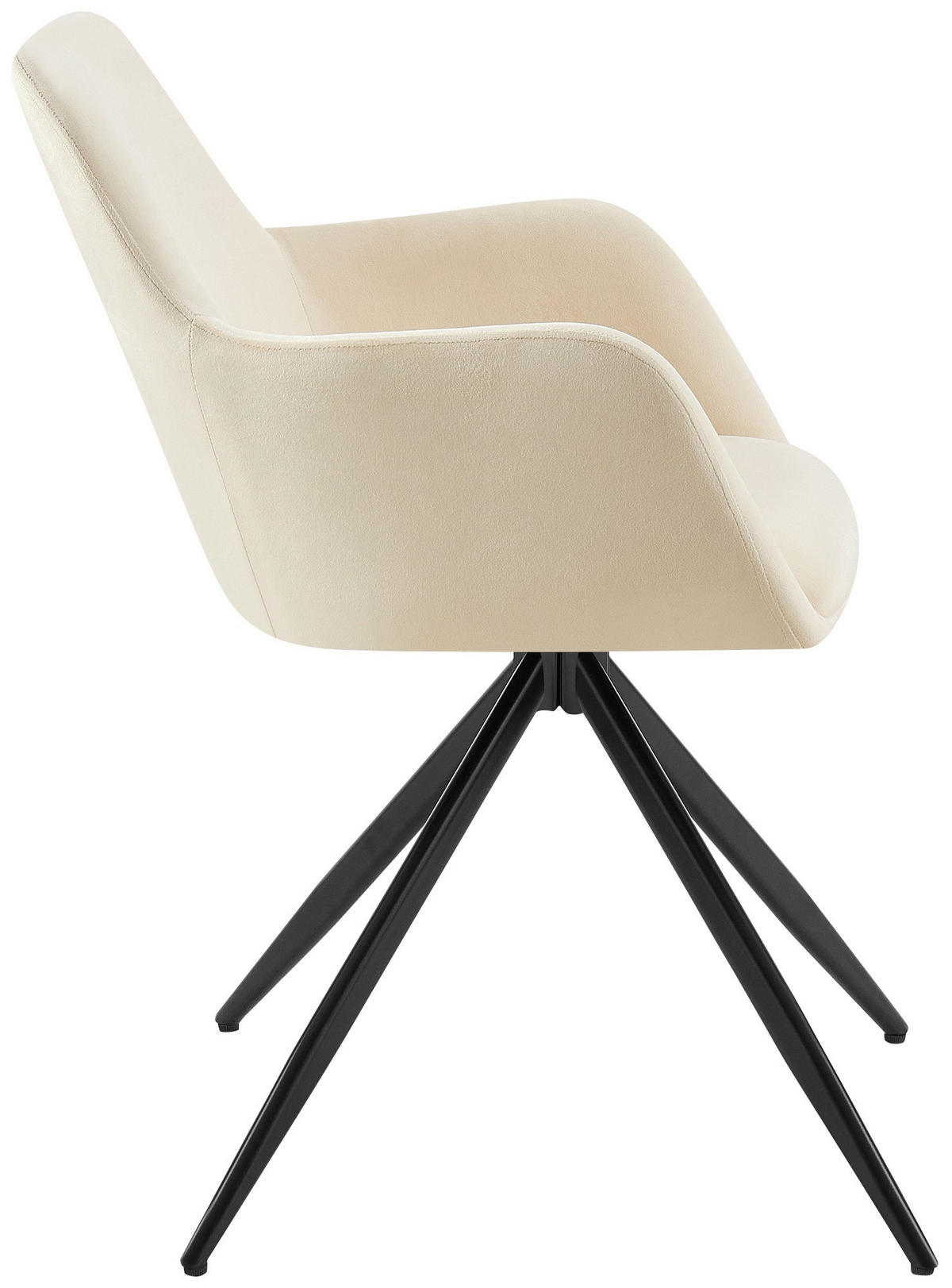 ARMLEHNENSTUHL Samt creme - Creme/Schwarz, Textil/Metall (56/81/62cm) - CLP